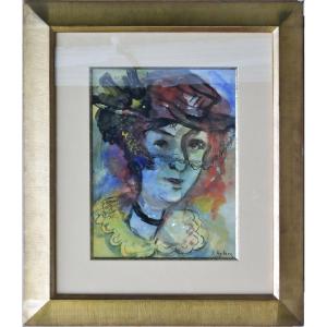 Issachar RYBACK "Femme à la voilette" aquarelle 33x25